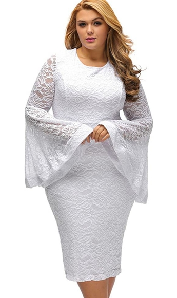 SUGARWEWE Dresses & Skirts - SUGARWEWE All white bell sleeves lace dress